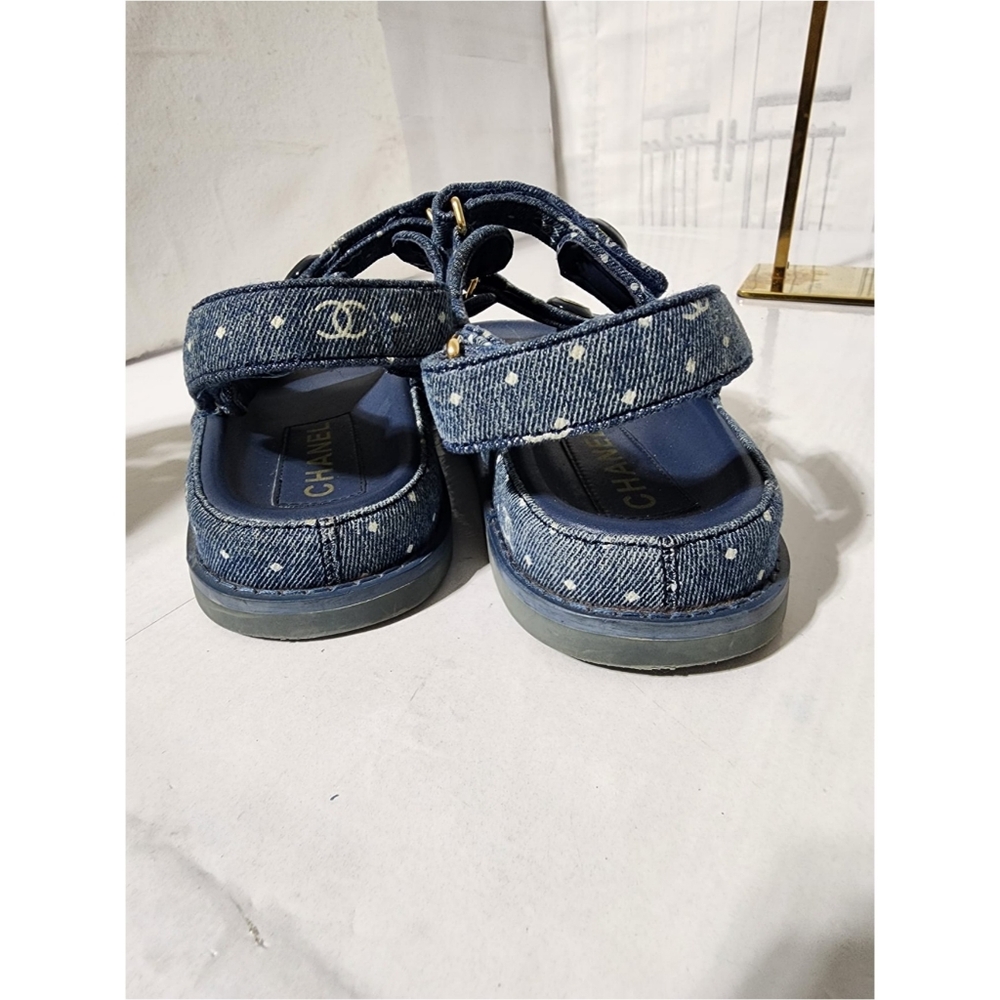 Chanel Denim Dad Interlocking Slingback Sandals Blue - Picture 9 of 10